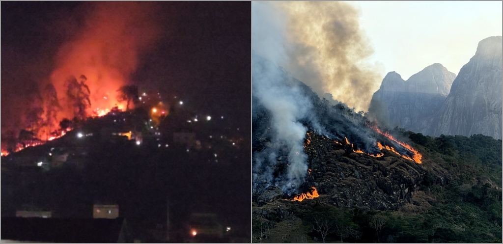 Nova Friburgo registra 10 focos de incêndios em apenas um dia; fogo chegou perto de casas nessa terça